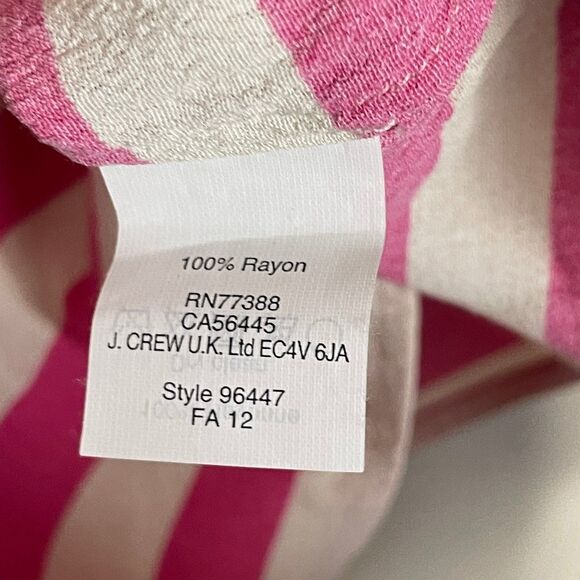 Size 4 J.Crew top long sleeved rayon shirt orange pink stripe bright women’s - Picture 3 of 5